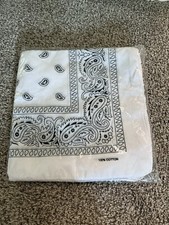 Paisley One Dozen Cowboy Bandanas White 