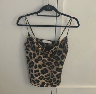 Wish cheetah cowl neck blouse size small