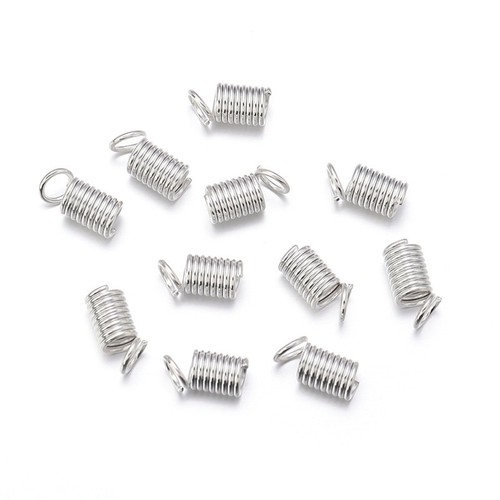 100 Pcs Crimp Coil Cord Ends 5X9mm Spring Tube Cap Clasps with Loops Tip Cord - Picture 9 of 11