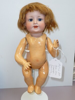 11 1/2'' Antique 2B Bisque Baby Doll Blue Sleep Eyes, Mohair Repainted Body #L