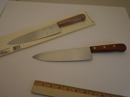 Set (2) USA 8 inch Rose Wood Handles Chefs Cooks Knives 7593817 Stainless Blade - Picture 2 of 10