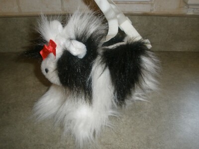 Adorable Whimsy Purse Zips Shut Black & White Dog fluffy Shih tzu GANZ (P37)