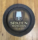 Vintage German Spaten Munchen Beer Bar Sign Wall Round Barrel End
