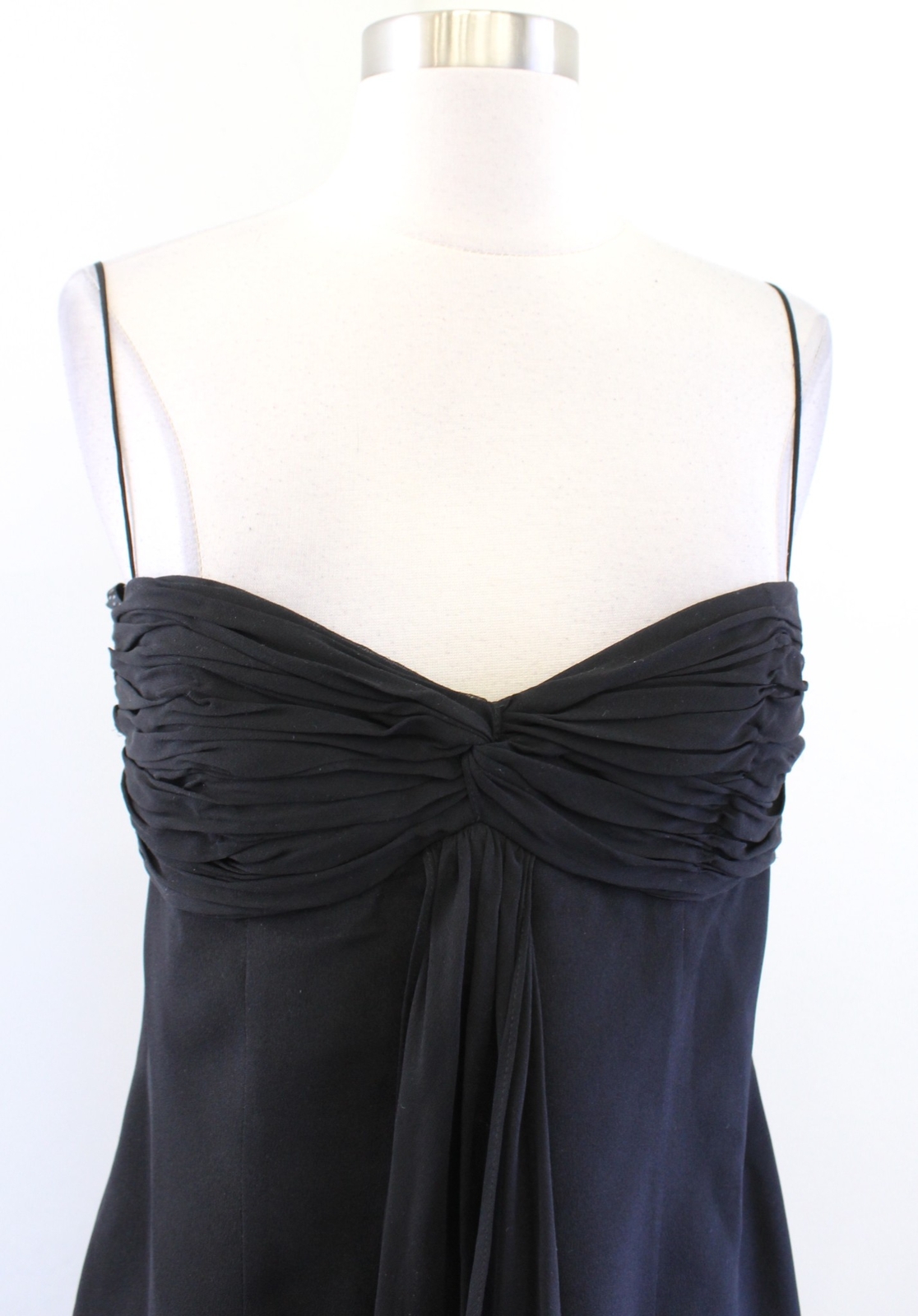 David Meister Womens Black Draped Front Silk Cocktail Party Dress Sheath Size 8