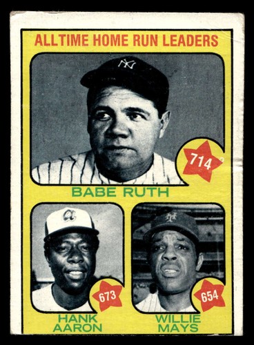 1973 Topps #1 Babe Ruth/Hank Aaron/Willie Mays All-Time HR Leaders Good All-Time