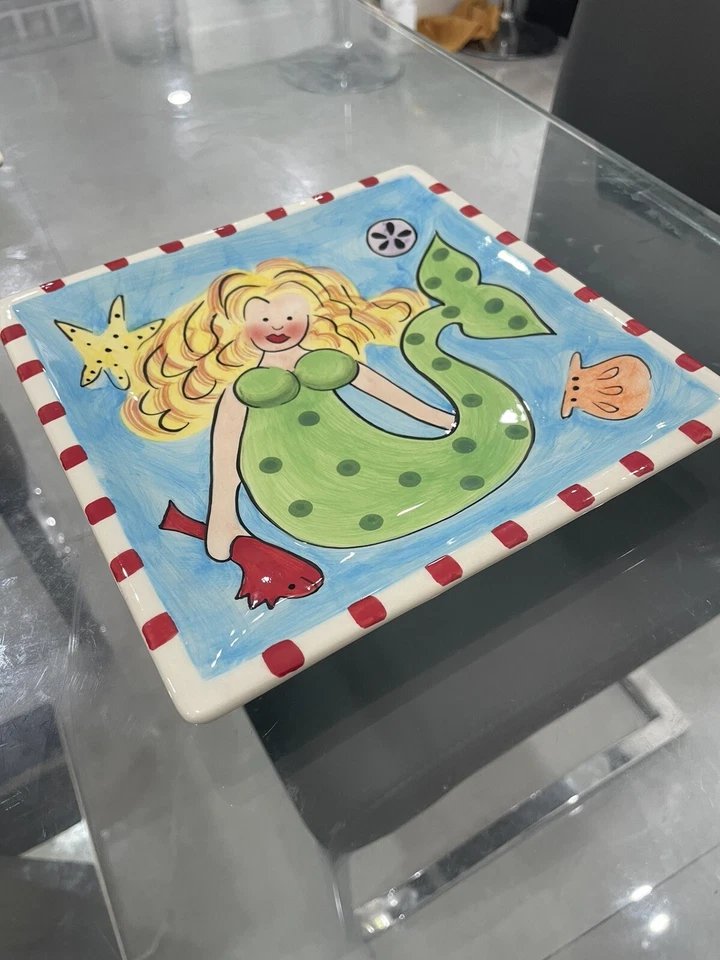 ESSENTIALS BY HOME MERMAID, CERAMIC DECORATIVE PLATE, VINTAGE SET OF 4 - Image 3 of 4