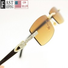 Diamond Sunglasses Eye Wear Shades Wood Designer Buffs Retro Hip Hop Brown Lens
