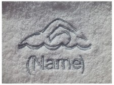 CHILD PINK HOODED ROBE embroidered with a SWIMMING design and Personalised Name