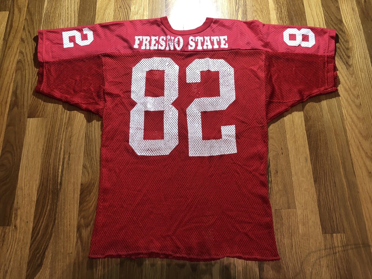 vintage fresno state football jersey red/white small 82
