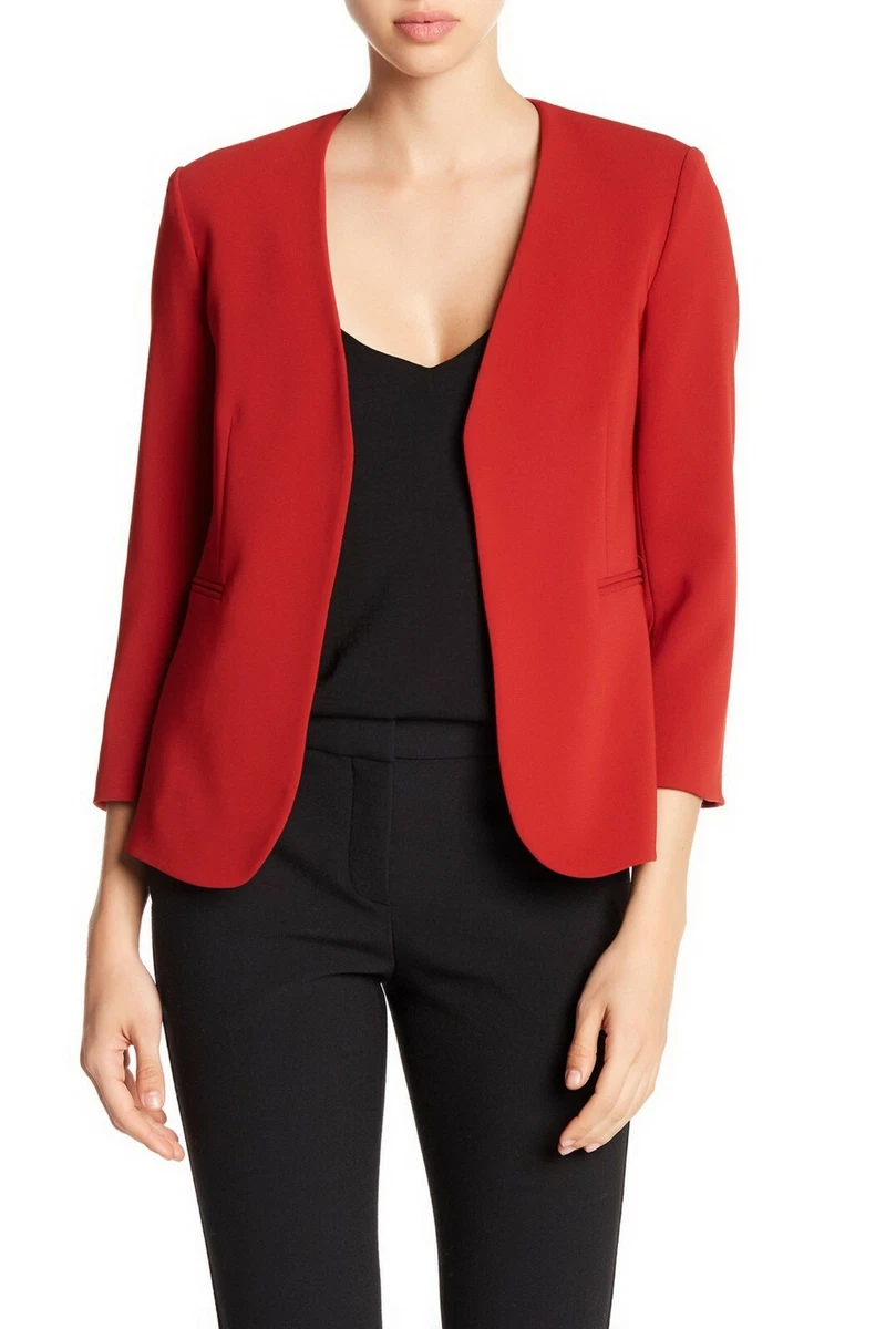 NWT Theory Open Front Line 3 4 Sleeve Jacket Blazer Red sz 2