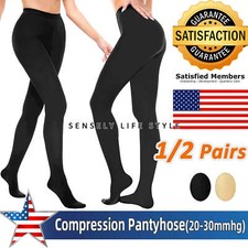 Compression Pantyhose for Women Men 20-32 mmHg High Waist Support Tights for DVT