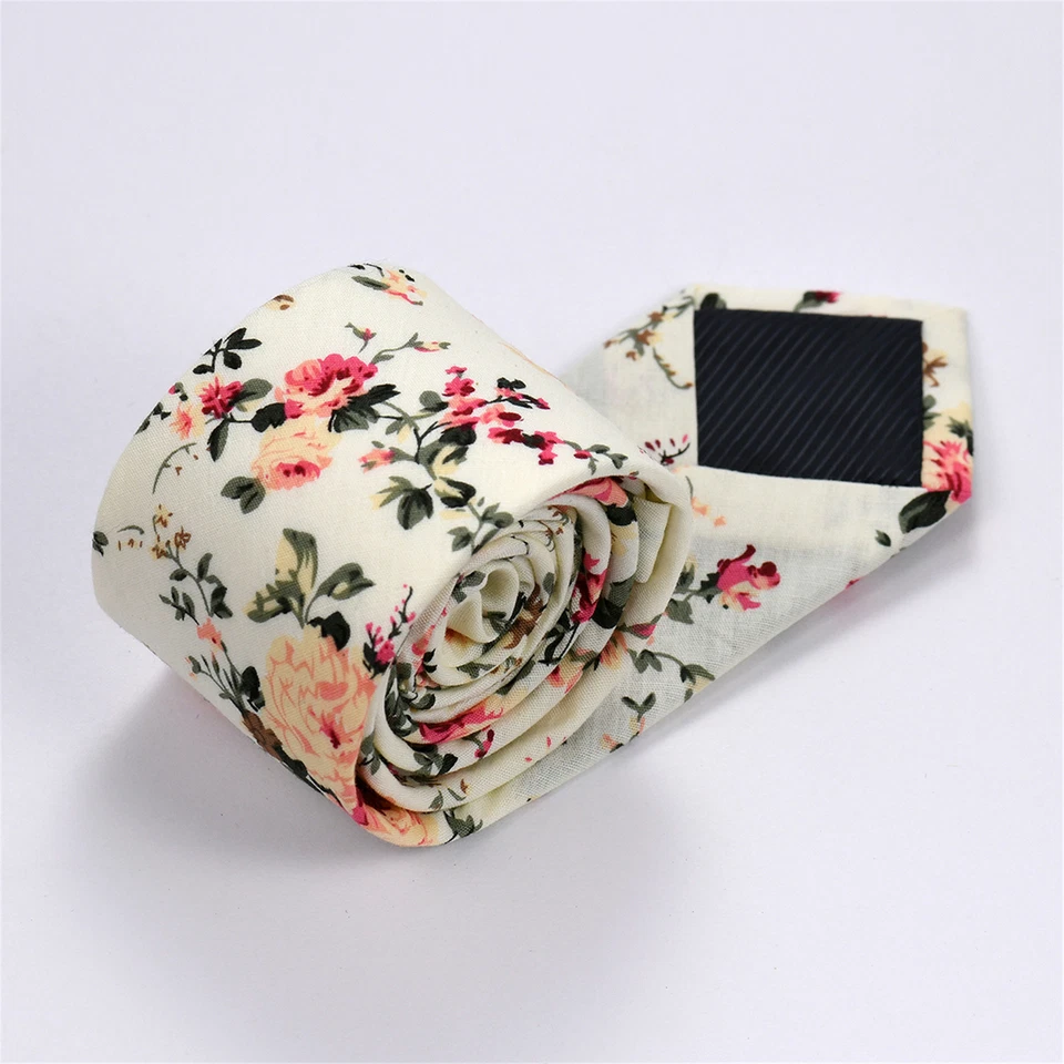 Gravata masculina estampada floral casual estreita gravata fina para festa de casamento - Imagem 3 de 4