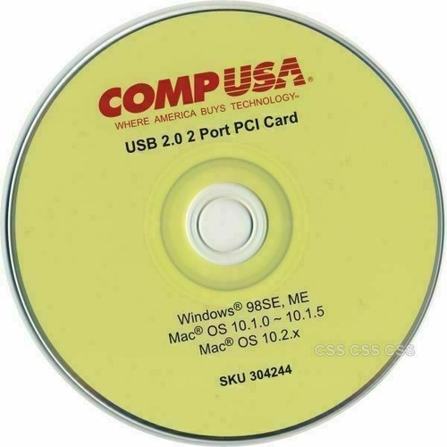 COMPUSA USB 2.0 2 Port PCI Card Installation Disc Drivers CD for Windows & Mac