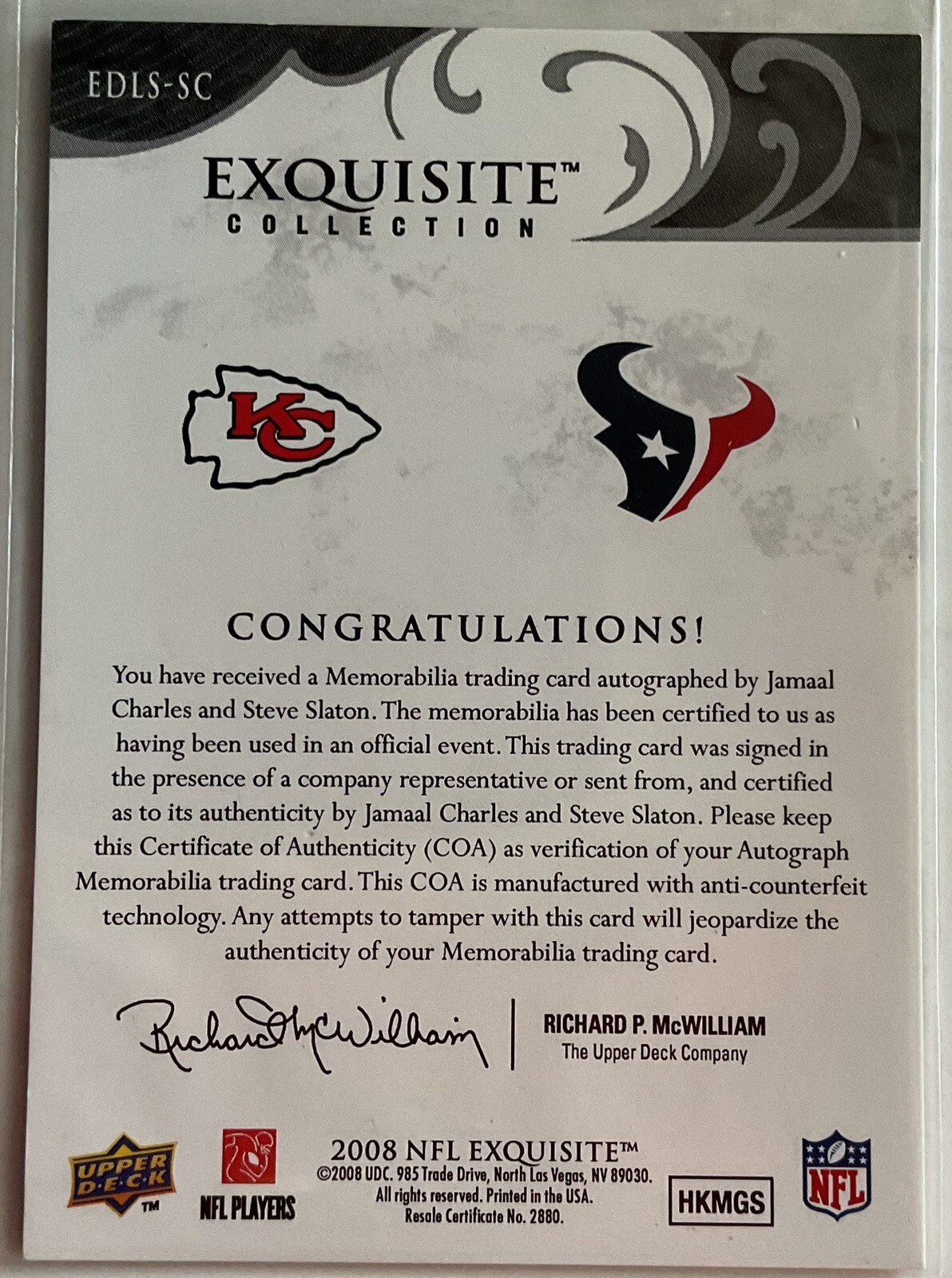 08 EXQUISITE JAMAAL CHARLES STEVE SLATON AUTO LOGO 1/1 eBay