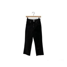 Zara Jeans Black Wide Leg Distressed Hem Hight Waisted Straight Leg Size 2 Pants