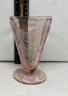 Vintage Jeannette Floral Poinsettia Pink 4" Footed Juice Lemonaid Tumbler
