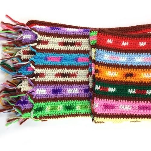 Vintage Grandma Crochet Afghan Blanket Hand Made Multi Color Stripe Vintage dot - Picture 2 of 6