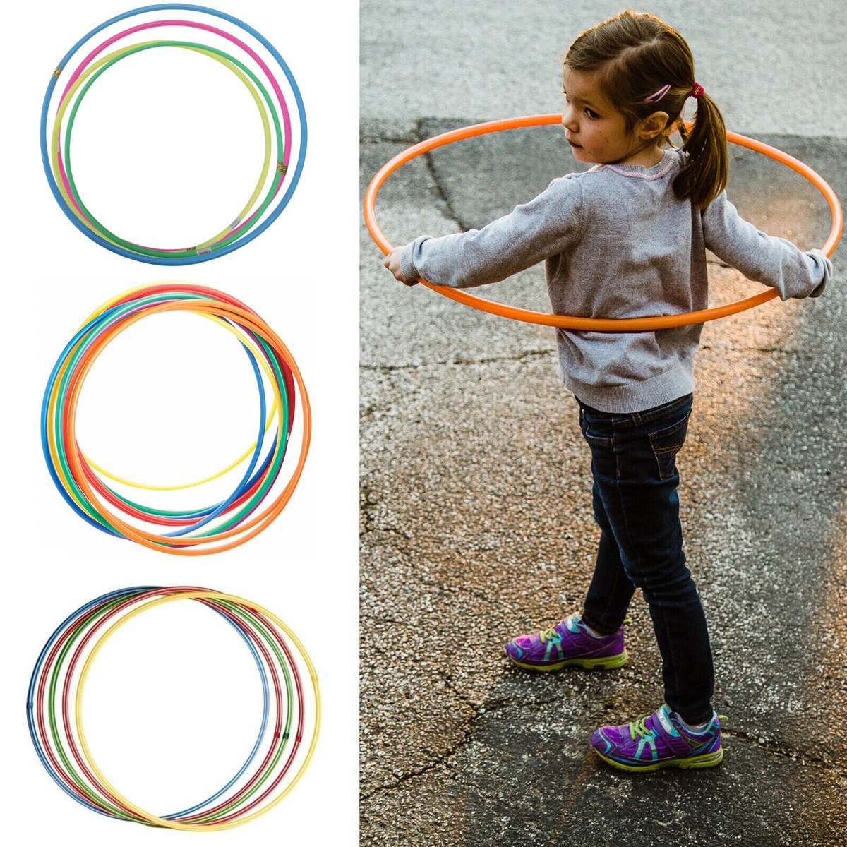 Adult Kids Multicolor Hula Hoop Hoops Fitness Activity Plastic Indoor  Outdoor