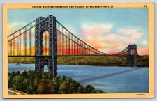 Postcard George Washington Bridge & Hudson River, New York City NY Unposted