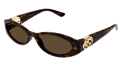 Gucci GG1660S 002 Havana Oval Sunglasses Unisex New  display picture 2