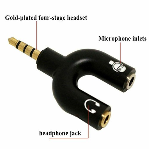 Adattatore cavo microfono cuffie audio placcato oro Y splitter 3,5 mm TRS a 2 TRS - Foto 5 di 6
