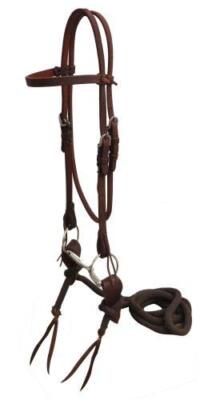 Showman Argentina Cow Leather Side Pull With Snaffle Bit - Full Size Horse