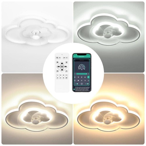 TOZING Ceiling Fans W/ Lights 20"x5" Modern Cloudy Shaped Mount W/ Remote White - Picture 9 of 12