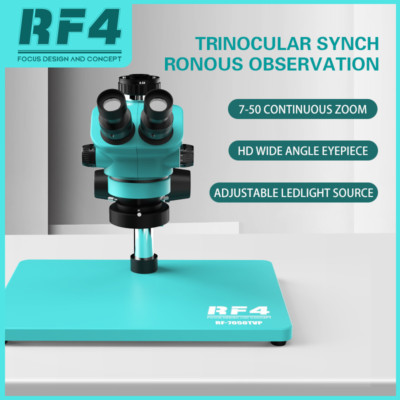 RF4 RF7050TVP 7X~50X Trinocular Stereo Microscope With Camera Option & 0.5X CTV