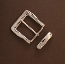 New 1 1/2" 38mm solid pin buckle 60 , optional keeper nickel finish USA