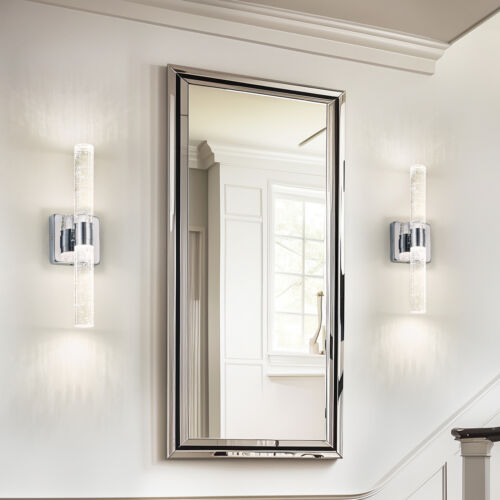 2 Pack 17'' indoor LED Wall Sconce Light Modern Crystal Chrome Bedroom Fixture - Picture 7 of 10