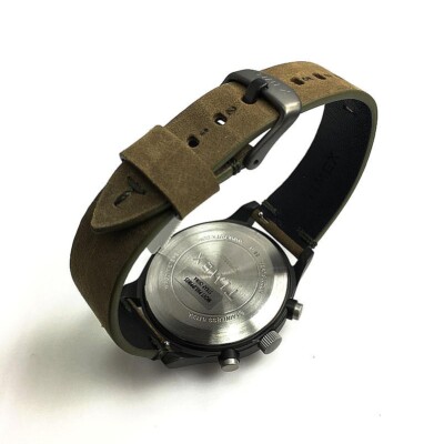 Timex MK1 Black Steel Chronograph Leather Strap Men's Watch