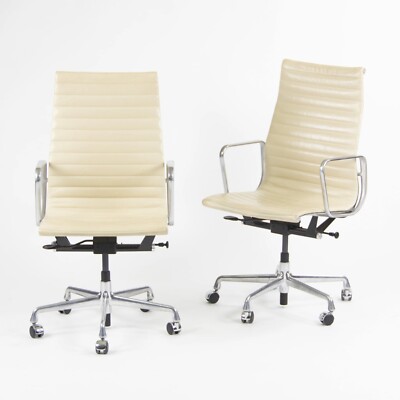 Herman Miller Eames Aluminum Group Executive Ivory Leather Desk Chair