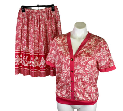 HABAND FOR HER Two Piece Skirt Set Top Skirt 12P Petites Pink