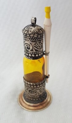 Marokkanische Kohl Flasche Handarbeit Behälter Kristall Metall verziert Tribal Eyeliner