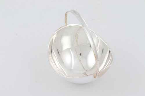 Cestino ovale con manico in argento 925 supporto tondo WTB W. raccoglitore 126gr. 850 - Foto 4 di 6