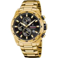 Festina Timeless F205414 Mens Gold Stainless Steel Strap Chronograph Dial Watch