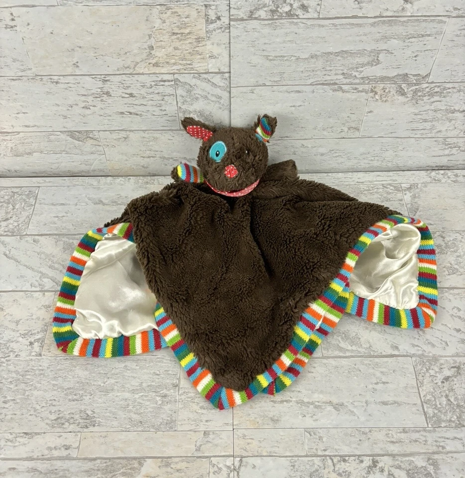 Stephan Baby Brown Dog Puppy Lovey Security Silver Satin Stripes Polka 2015 HTF - Image 2 of 4