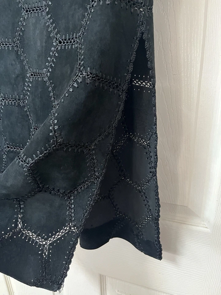 Danier Black Suede Real Leather Patchwork Maxi skirt size 8 #116 - Image 4 of 4