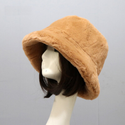 Men Womens Winter Faux Fur Fuzzy Warm Bucket Hat Outdoor  display picture 1