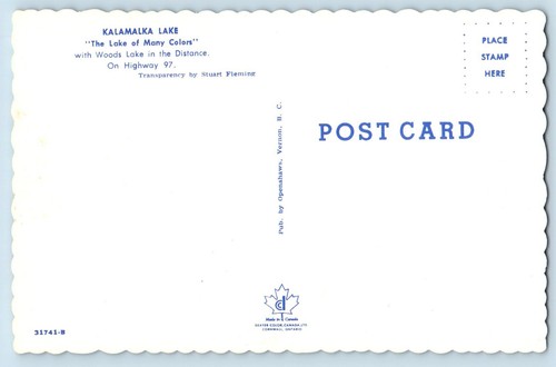 British Columbia Kanada Postkarte Kalamalka See See der vielen Farben c1950er - Bild 2 von 2