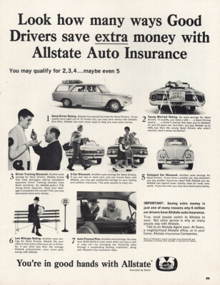 1965 Allstate Insurance: Good Drivers Save Extra Money Vintage Print Ad ...
