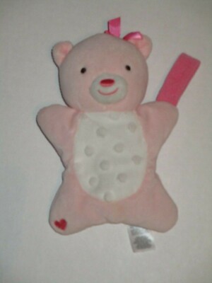 Child of Mine by Carter's Pink Minky Dot Bear Pacifier Holder Security/Lovey