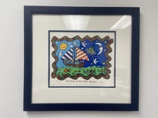 James Rizzi Signed Silkscreen Print GOING WITH THE FLOW Matted Framed 718/999 #d