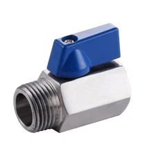 HFS(R) 1/4" Female NPT to 1/4" Male NPT Mini Ball Valve - Stainless Steel 304