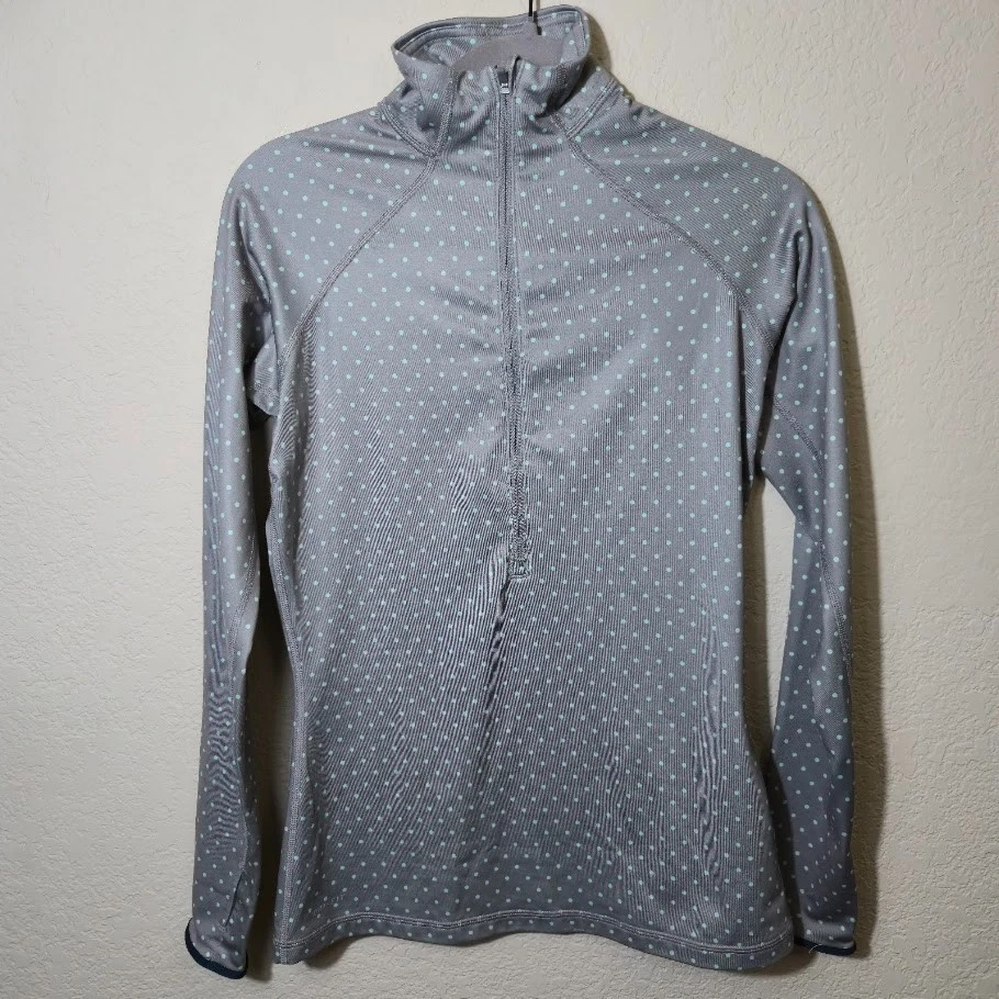 Nike Pro Hyperwarm 1/4 Zip Training Top Gray Mint Green Polka Dot Medium M