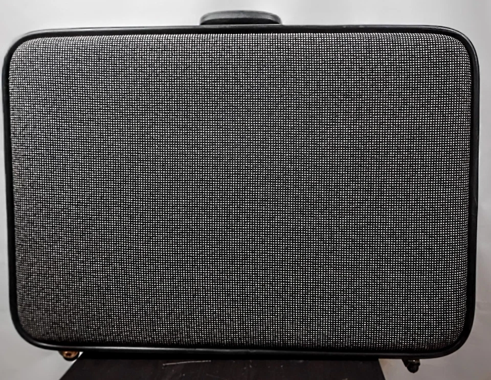 Mala de tweed vintage Skyway com rodas preta branca 30" bagagem com trava combinada - Imagem 4 de 4