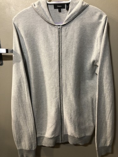Theory Lievos Hoodie Full Zip Medium Designer Grey