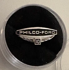 Vtg PHILCO-FORD Employee Service Award Pin: 10 Years; 1/10th 10K White Gold