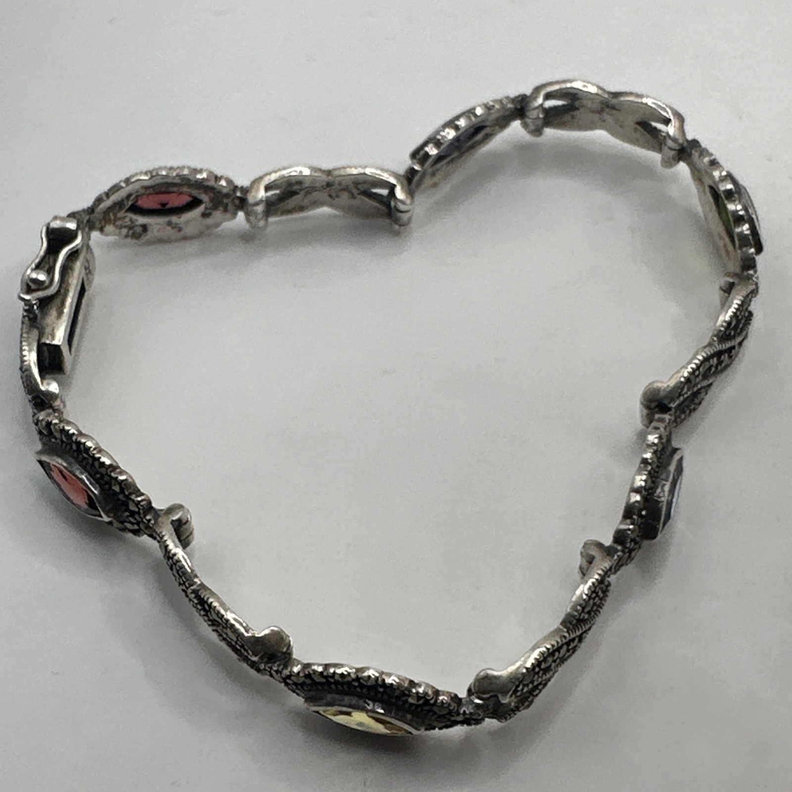 Marquise Cut Assorted Gem Set X Pattern Sterling … - image 5