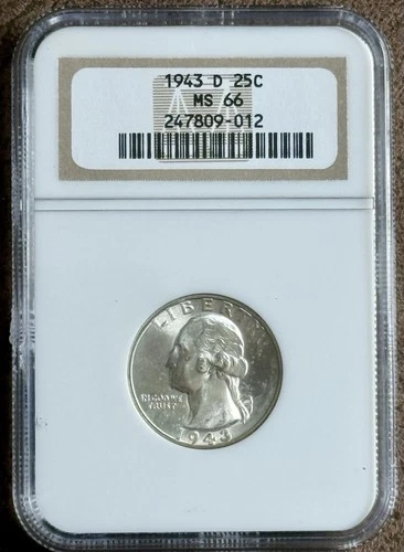 1943 D ** Washington Silver Quarter ** NGC MS66 **